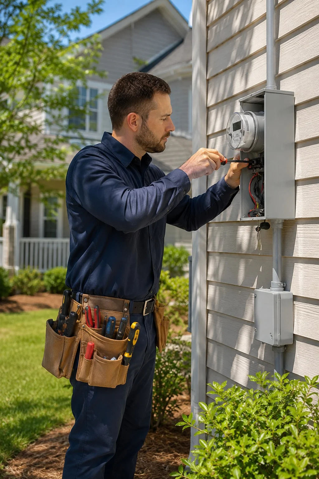 Digital Marketing for Electricians Sydney 15 Electrician working on outdoor electrical meter box